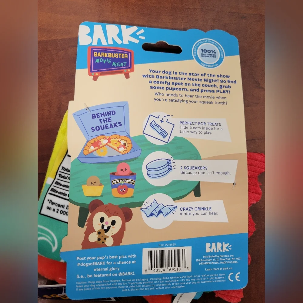 Bark Barkbuster Movie Night Dog Toys Squeak Fish And Tennis Balls Xs-Med Nwt